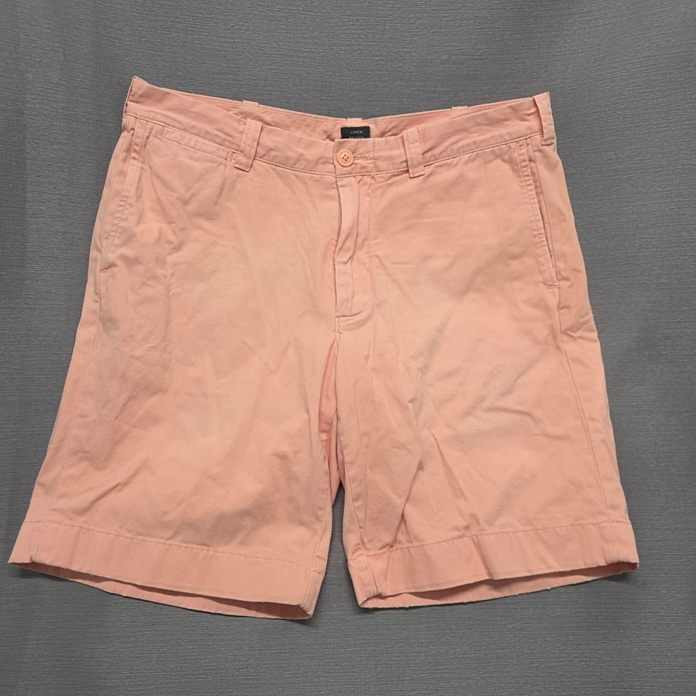J.Crew Stanton Chino Shorts Mens 33 Peach Pink Garment Dye Cotton Twill 7 Inseam